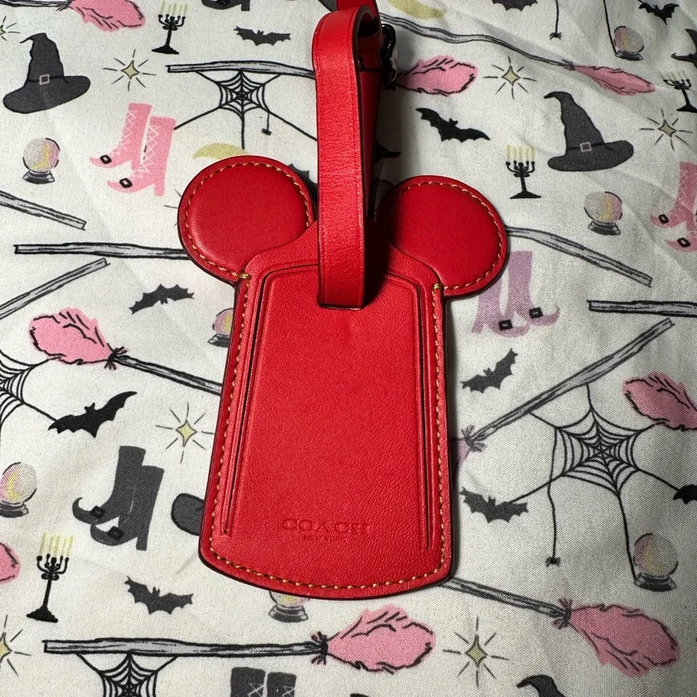 Coach Disney Red Leather Mickey Ear Luggage Tag - Picture 3 of 5